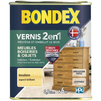 Vernis 2 en 1 BONDEX  Meubles, Boiseries&Objets INTER/EXTER brillant