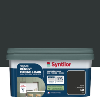Peinture Rénov'Cuisine & Bain Noir charbon mat SYNTILOR 2L